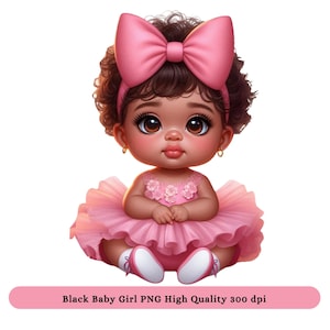 Black Baby Girl PNG Clipart - Black Baby Shower 1st Birthday Party Png Clipart, Baby Sublimation DTF Designs