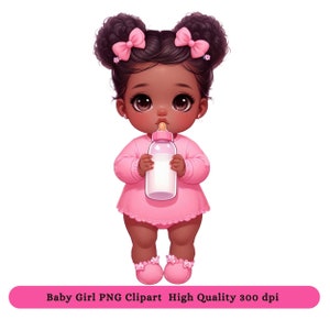 Black Baby Girl SVG PNG Clipart - Black Baby Shower Png Clipart for Invitations and other DIY Projects