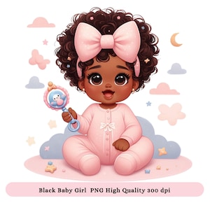 Black Baby Girl PNG Clip art - Black Baby Shower Png Clipart, African American Baby Sublimation DTF Designs