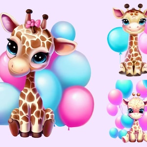 Cute Baby Giraffe Png Clipart , Babyshower Gender Reveal Clipart PNG, Cute Baby Shower Designs PNG