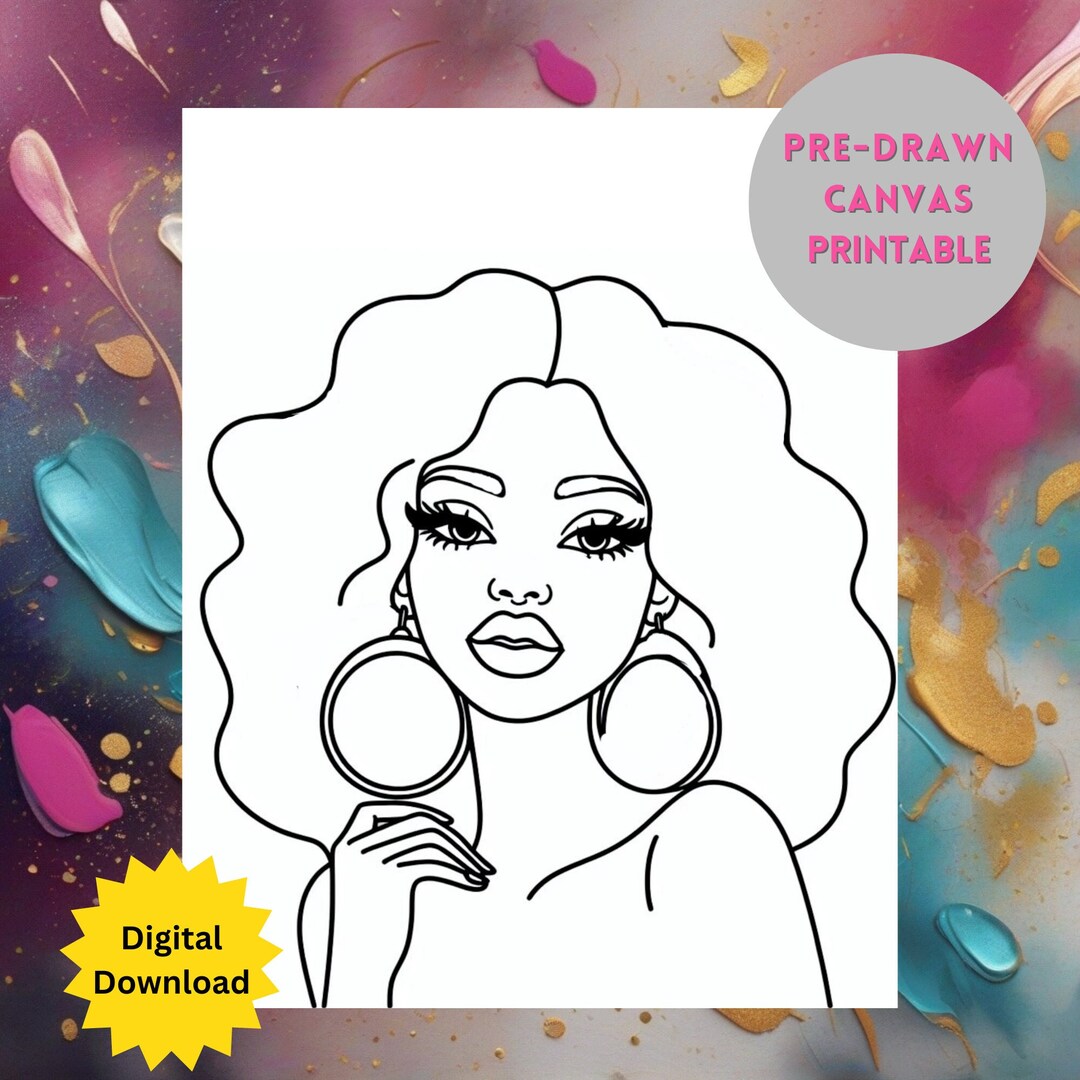 Sip and Paint, DIY Paint and Sip Party, Predrawn Canvas Etsy