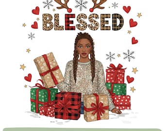 Black Woman Christmas PNG | Afro Holiday Clipart (Digital Download)