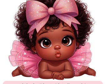 Black Baby Girl PNG Clip art - Black Baby Shower Png Clipart, African American Baby Sublimation DTF Designs