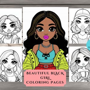 Chibi Black Women Coloring Pages, African American Black Girl Coloring Book for Adults