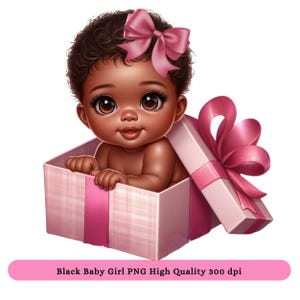 Black Baby Girl PNG Clip art - Black Baby Shower Png Clipart, Baby Sublimation DTF Designs