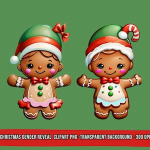 Imágenes Prediseñadas PNG de revelación de género de pan de jengibre de Navidad, Baby Shower de Navidad de invierno PNG Imágenes Prediseñadas