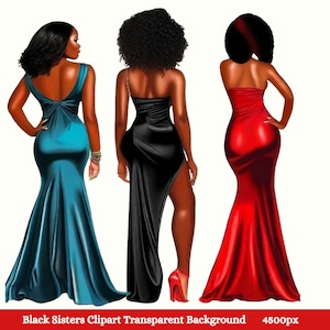 Black Sistas PNG Clipart, Glam Clipart, Best Friends Party Girls Clipart