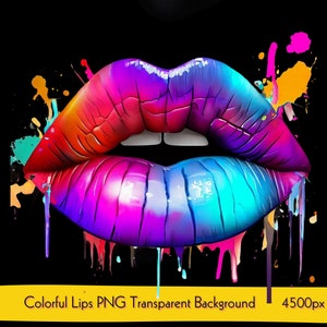 Colorful Lips PNG Clipart Wall Art, T Shirts, and DIY Projects - Sexy Lips Sublimation Digital Art