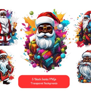 Black Santa Clipart PNGs,Hip Hop Christmas PNG , African American Christmas