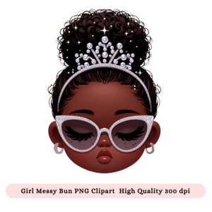 Menina bagunçada Bun PNG Black Girl, Afro Messy Bun PNG Clipart, Afro Girl Messy Bun Sublimação