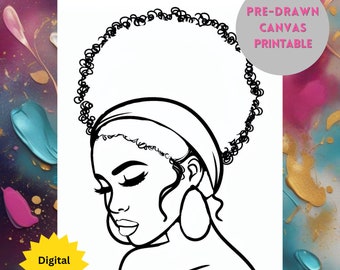 Paint Night Printable, Sip and Paint, DIY Paint and Sip Party, Pre-Drawn Canvas