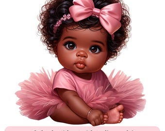 Black Baby Girl PNG Clip art - Black Baby Shower Png Clipart, African American Baby Sublimation DTF Designs