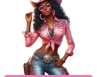Black Cowgirl PNG T-Shirt Design| African American Western Rodeo  Sublimation DTF Transfer Image | Melanin, Juneteenth & Black History