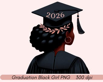Graduation Clipart Black Woman, 2026 Graduate PNG Sublimation Image (Digital Download)