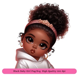 Black Baby Girl SVG PNG Clipart - Black Baby Shower Png Clipart, Baby Sublimation DTF Designs