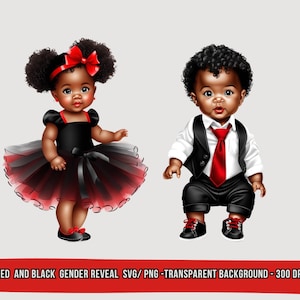Black Gender Reveal Clipart: Boy or Girl Baby Shower (PNG SVG)