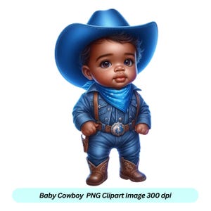 Black Baby Cowboy PNG Clipart: Western Baby Shower Image (Digital Download)