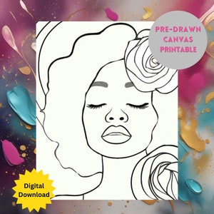 Paint Night Printable, Sip and Paint, DIY Paint and Sip Party, Pre-Drawn Canvas