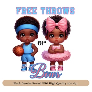 Free Throws or Pink Bows, Black Gender Reveal PNG Clipart, Black Boy Girl Png Clipart