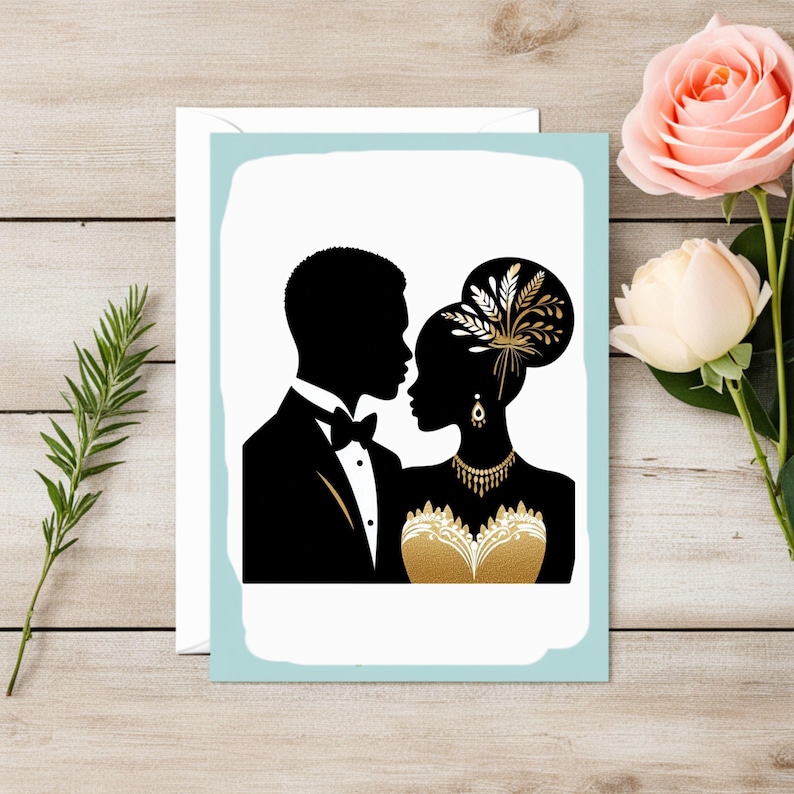 Black Wedding Couple Clipart: African American Bride and Groom SVG PNG ...