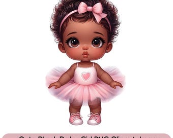 Black Baby Girl Princess PNG Clipart: Baby Shower Designs (Digital Download
