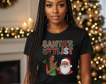 Black Woman Christmas PNG Sublimation Design | Afro Christmas Image for T Shirts | Melanin Holiday  Clipart