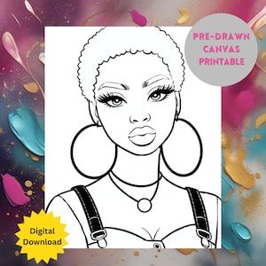 Paint Night Printable, Sip and Paint, DIY Paint and Sip Party, Pre-Drawn Canvas