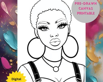 Paint Night Printable, Sip and Paint, DIY Paint and Sip Party, Pre-Drawn Canvas