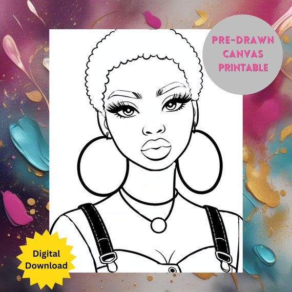 Paint Night Printable, Sip and Paint, DIY Paint and Sip Party, Pre-Drawn Canvas