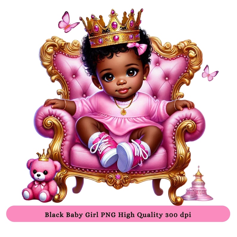 black baby girl princess png clipart image
