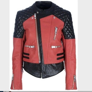 balenciaga red leather jacket