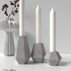 キャンドルホルダー STL ファイル - 3D プリントとコンクリート型用の 3 サイズ、キャンドルホルダー、STL ファイル、キャンドル 3D プリント STL モデル デジタル ダウンロード