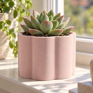 Molde de silicone para vaso ondulado, vaso de concreto em formato de flor e porta-velas, vaso ondulado para suculentas de 9 cm, Jesmonite, gesso e cimento.