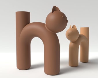 Cat Vase STL File -  For 3D Printing Special Gift, Cat Vase, Animal Vase, Love Cat, 3D Print STL Models Digital Download