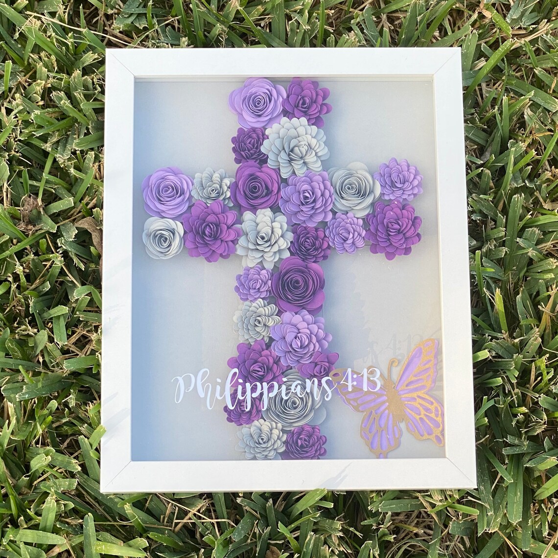Cross 3D Flowers 8X10 Shadowbox Etsy