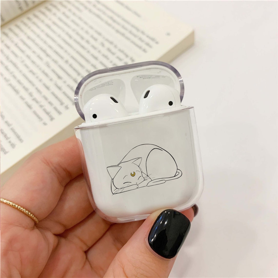 Cute Cat AirPods case Animal AirPods Pro case Moon Clear Etsy