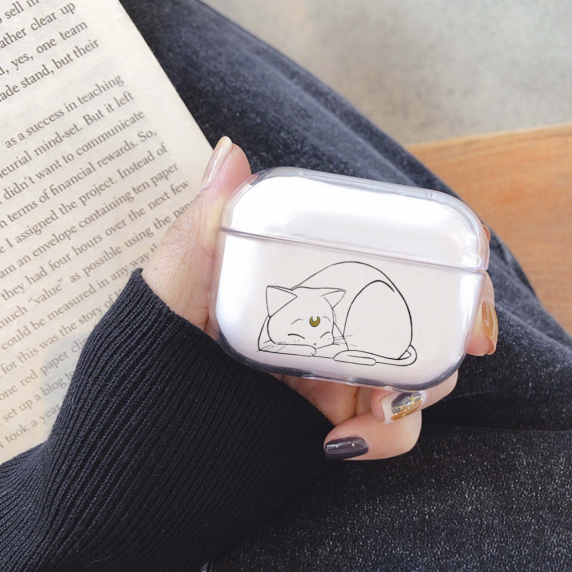 Cute Cat AirPods case Animal AirPods Pro case Moon Clear Etsy