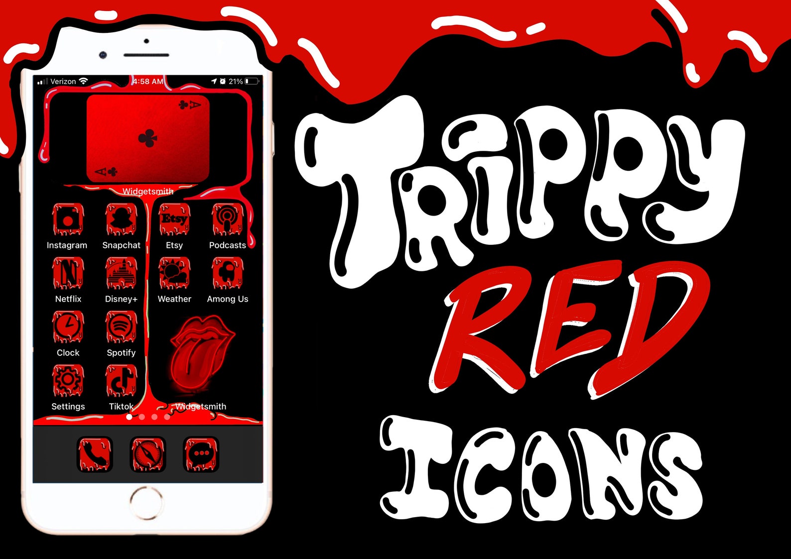 Trippy Grunge Blood Red Aesthetic Icons Ios 14 Etsy