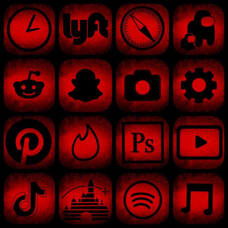 Red grunge aesthetic 100 icons ios14 apps icon pack widgets and wallpapers zdjęcie 2