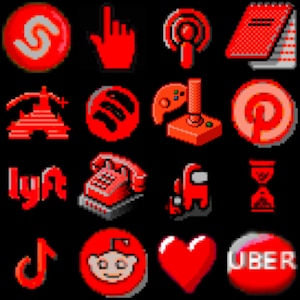 Retro red and black grunge  vintage windows 98 icons iOS 14 wallpapers and widgets