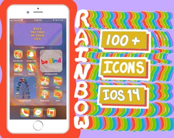 Rainbow icons ios 14 widgets wallpaper