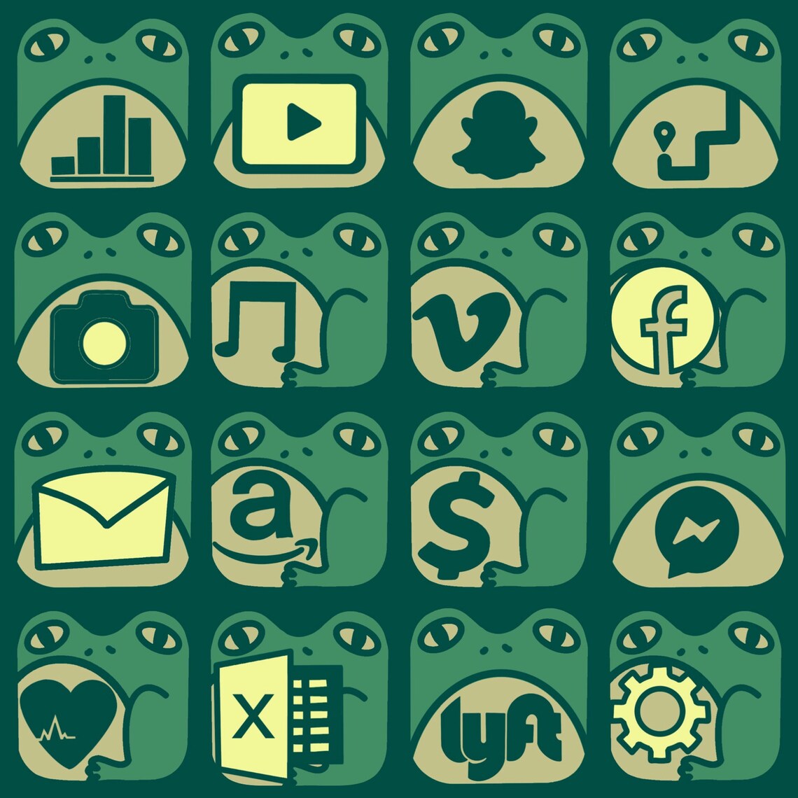 Frog Icons Green Icons Ios 14 Ios 15 Strawberry Mushroom Homescreen ...