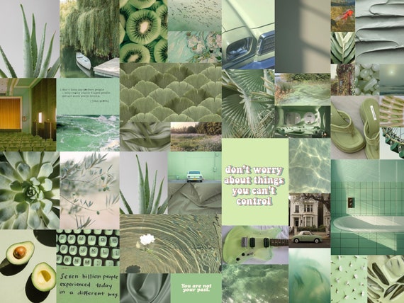 Sage green themed wall collage kit | Etsy