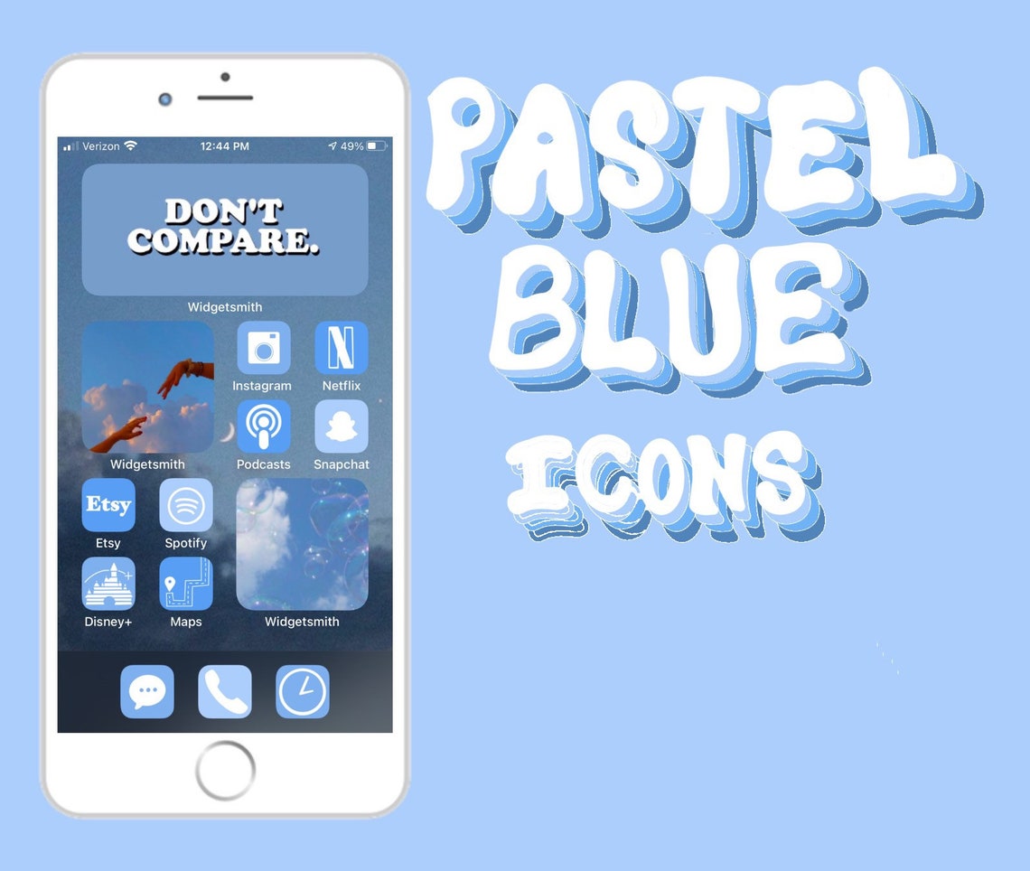Light Blue Pastel Aesthetic Icons Ios 14 Widgets Icon Pack Etsy
