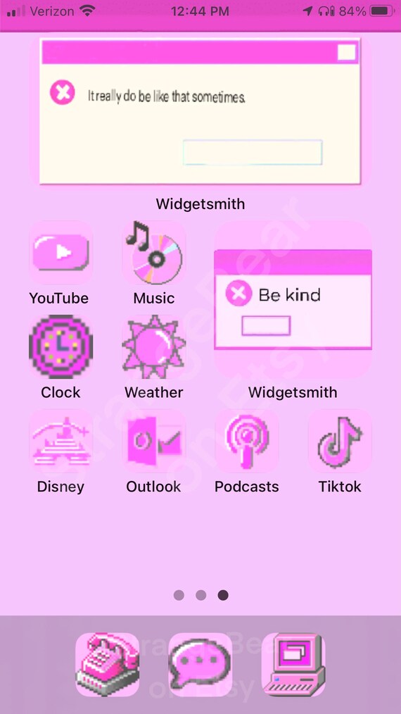 Retro Pastel Pink Aesthetic Ios 14 Icons Windows 98 Wallpaper Etsy Uk