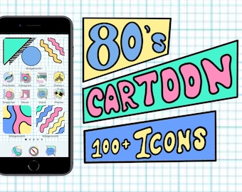 80s cartoon retro icons vintage pastel app icon pack