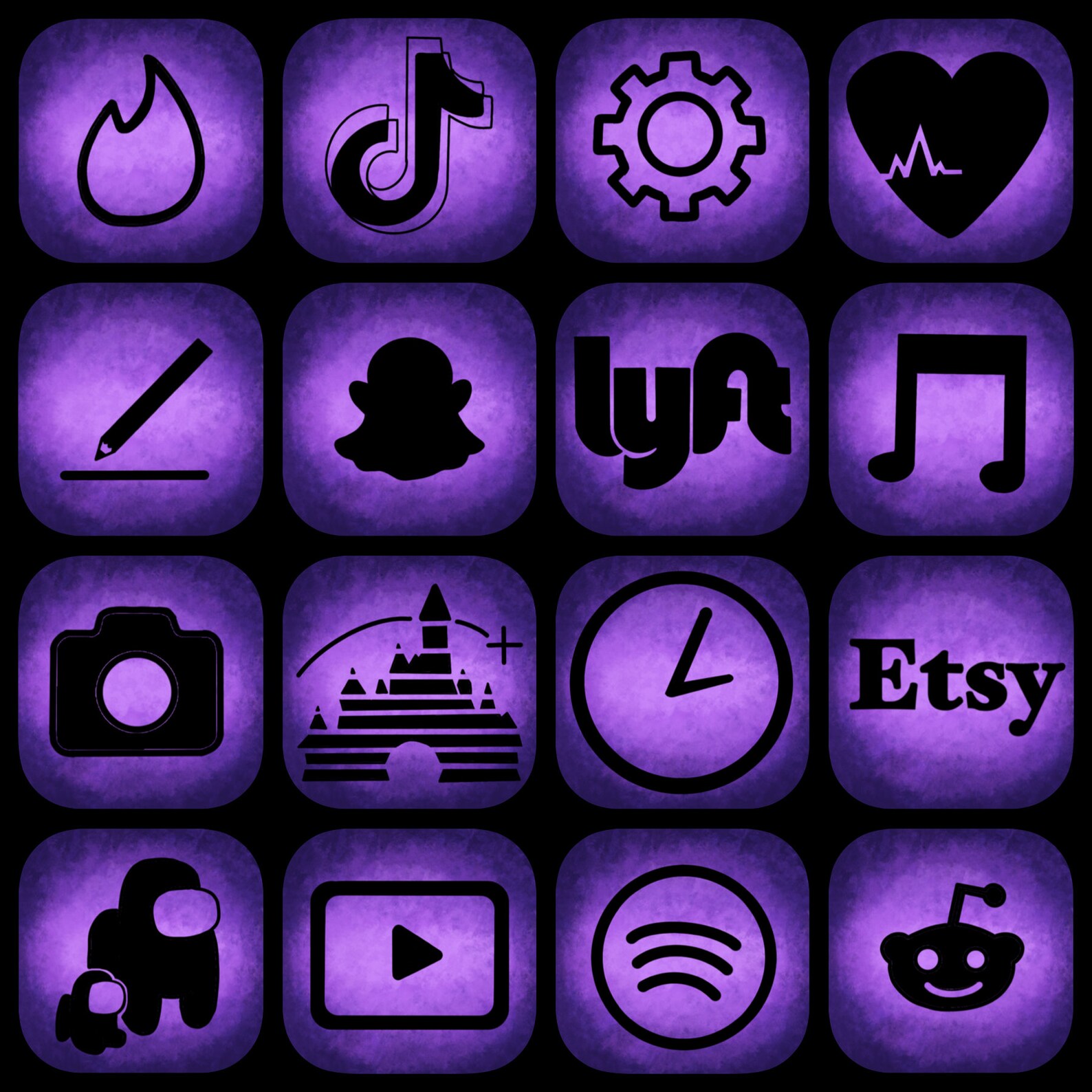 Purple grunge aesthetic ios 14 icons apps Etsy