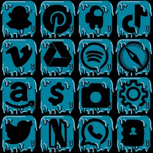 Trippy Blue and black ios 14 icons grunge aesthetic
