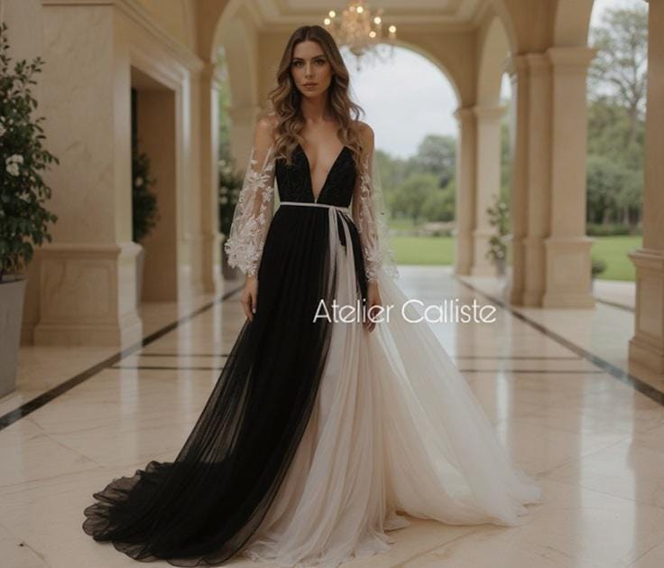 gothic wedding dresses black and white Gothic Black And White Lace Beaded Strapless Formal Dress Plus Size main image 1