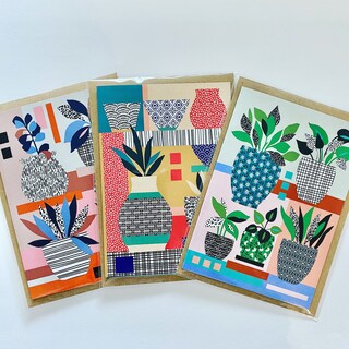 Set Fustelle E Timbri Gatto Con Piante In Vaso - Per Scrapbooking, Biglietti Fai Da Te E Craft